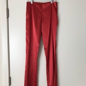 Silky mid-rise shiny Persian-red pants